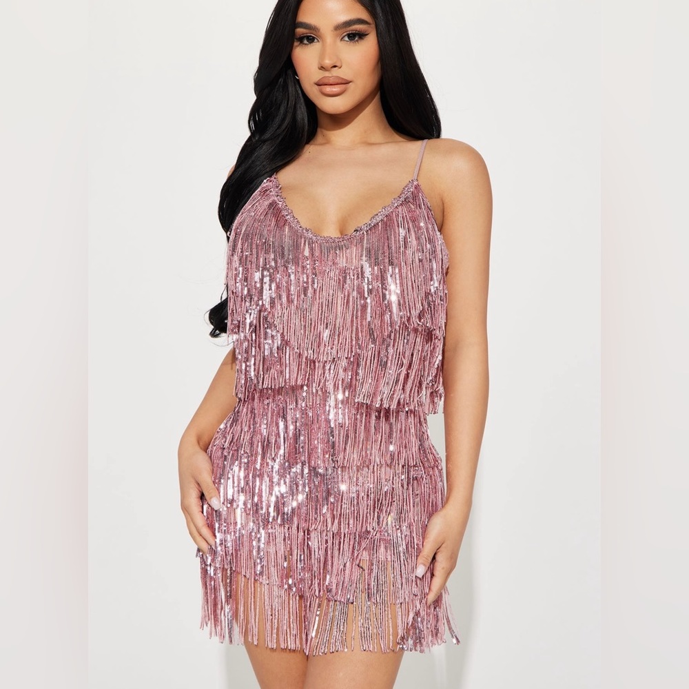 Pink fringe tassel dress